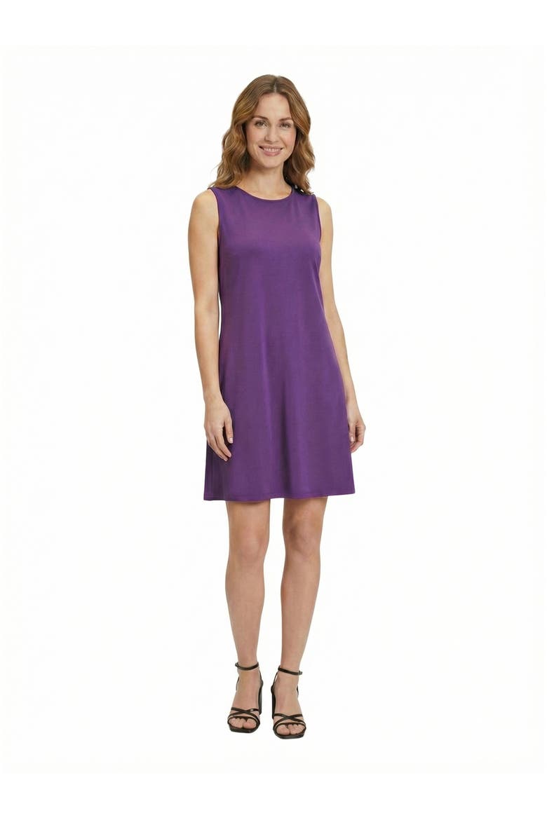 Essential Petite Round Neck Sleeveless A-Line Mini Shift Dress, Main, color, Purple