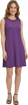 24seven Comfort Apparel Essential Petite Round Neck Sleeveless A-Line Mini Shift Dress
