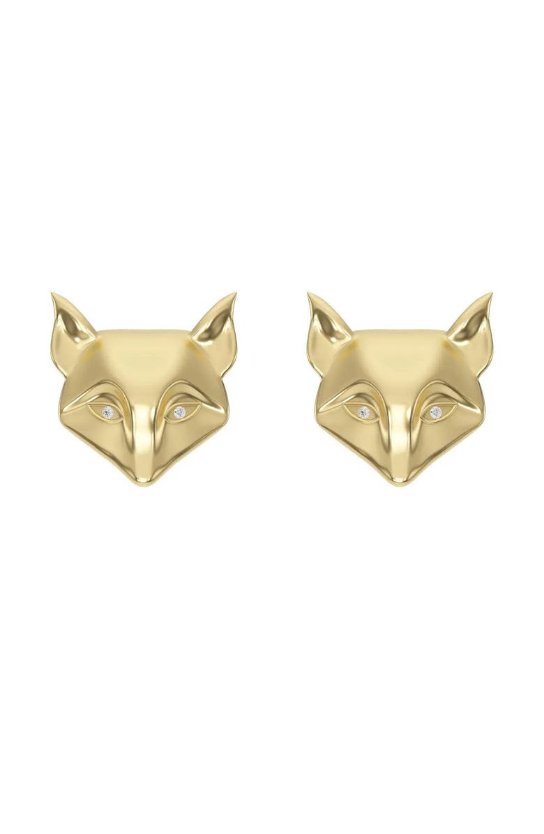 DESERI Fox Stud Earrings, Main, color, Gold