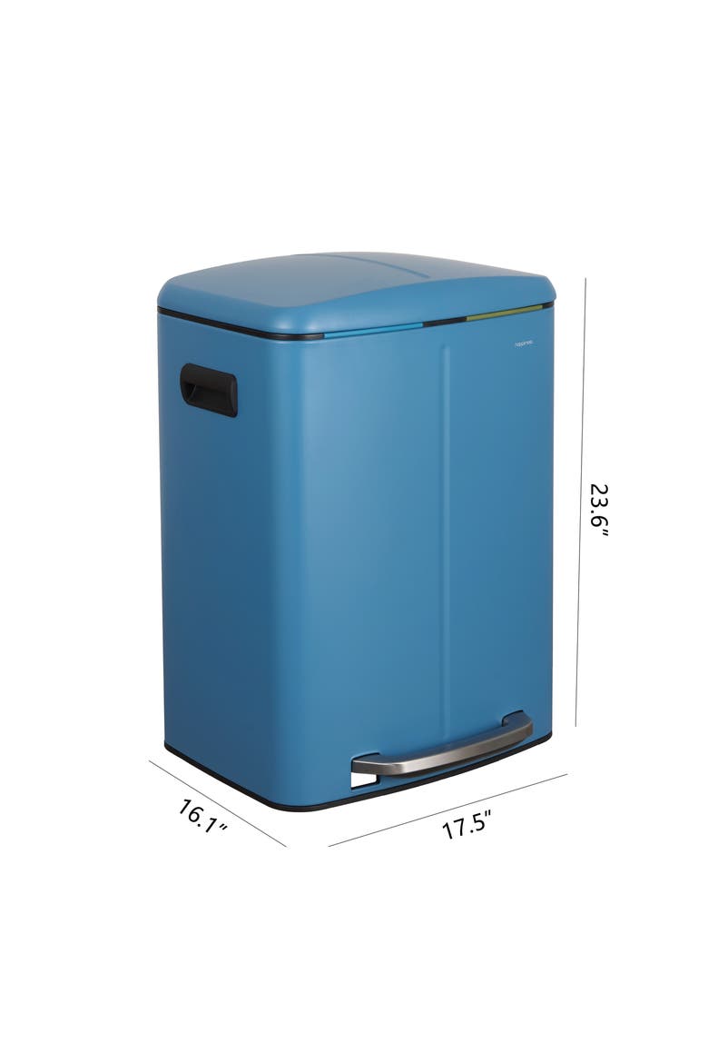 Marco Rectangular Dual Compartment Trash Can with Soft-Close Lid, Alternate, color, Bright Cobalt Blue