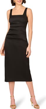 Aidan Mattox Stretch Mikado Midi Sheath Dress