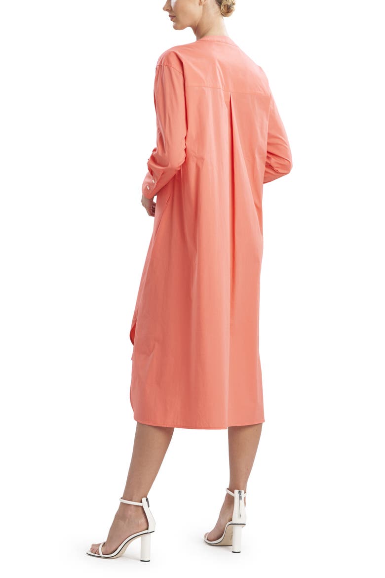 Long Sleeve Cotton Poplin Dress, Alternate, color, CORAL