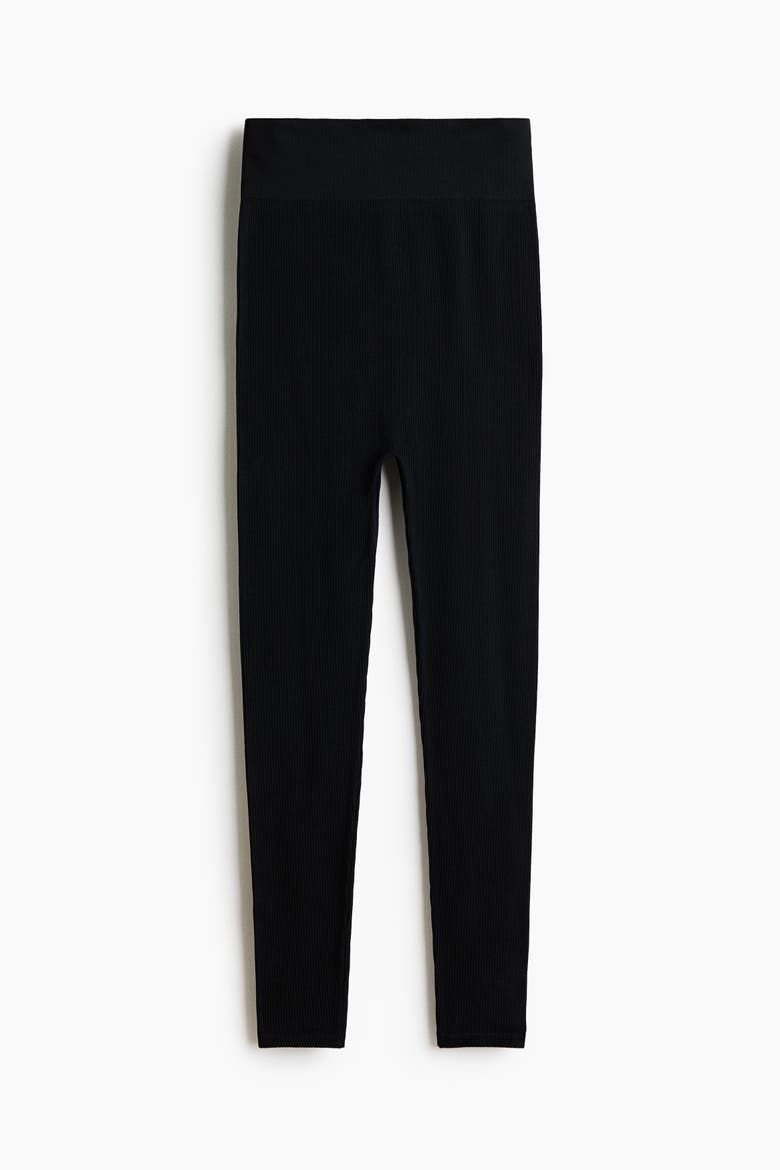 Mama Seamless Ribbed Leggings, Alternate, color, Black