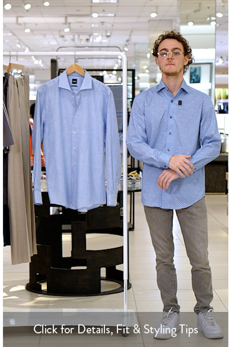 Hank Slim Fit Plaid Linen & Cotton Shirt video