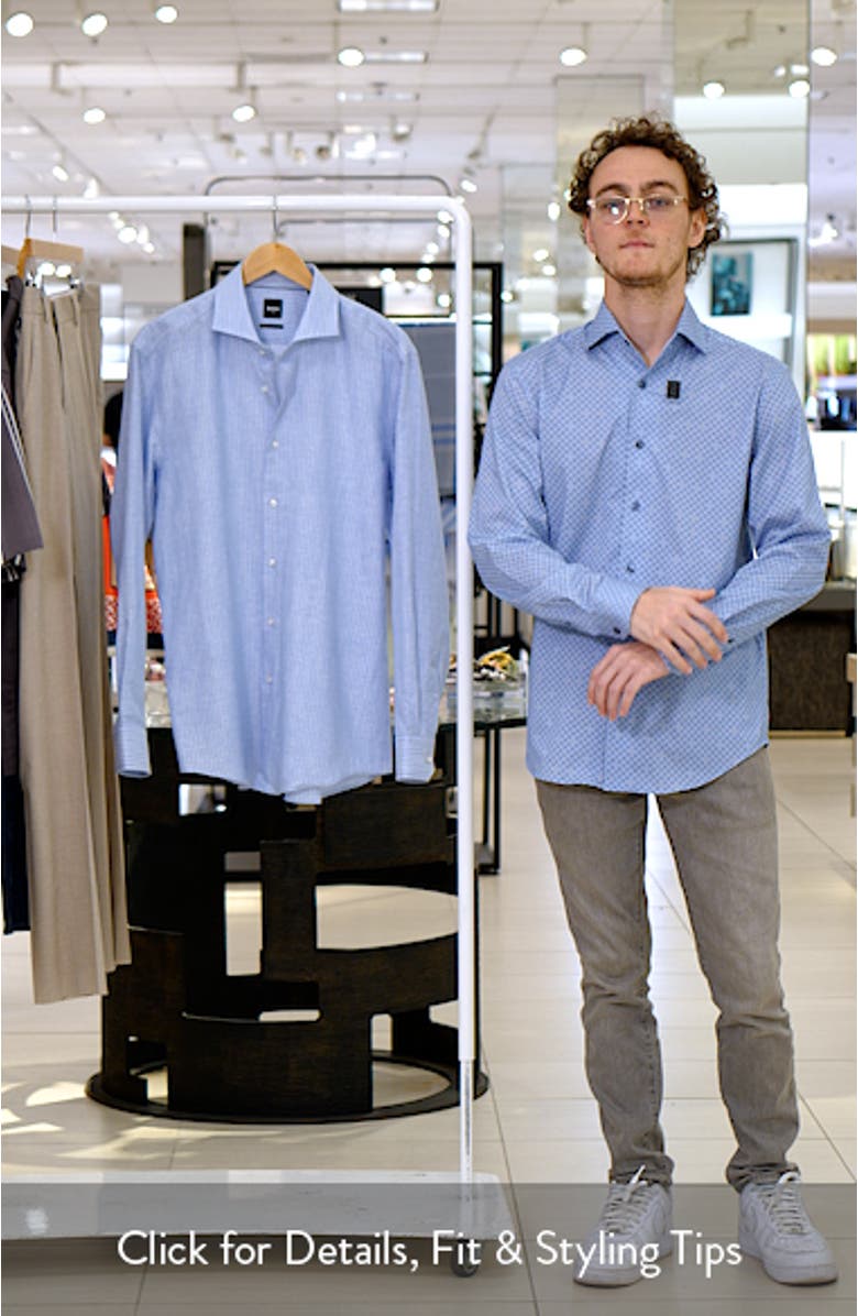 Hank Slim Fit Plaid Linen & Cotton Shirt, sales video thumbnail