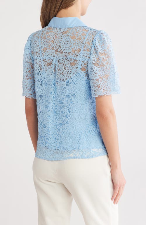 Nanette Lepore Lace Short Sleeve Button-up Shirt