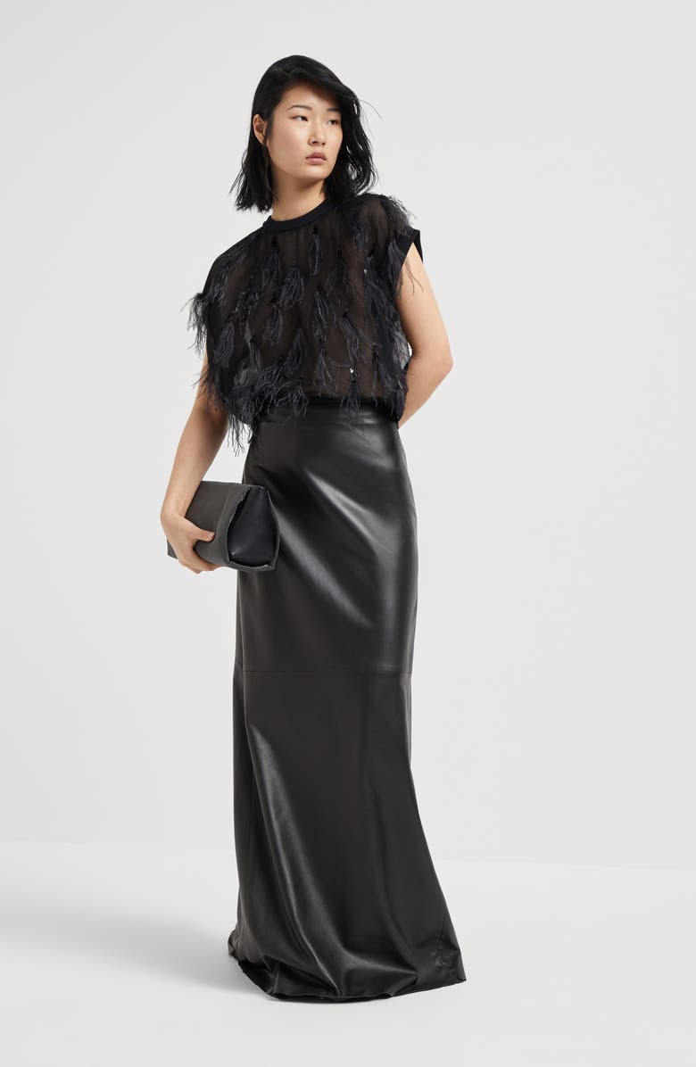 Brunello Cucinelli Nappa Mermaid skirt, Alternate, color, 