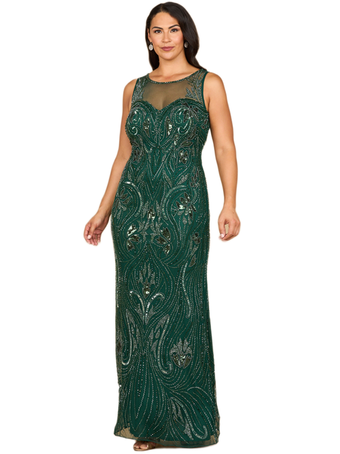 Beaded High Neckline Gown