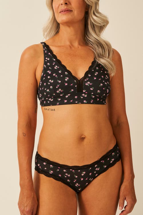 Stripe & Stare The Lace Plunge & Original Knicker Set In Black