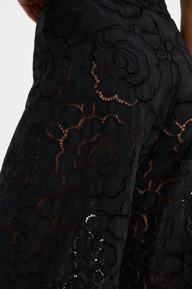 Stacey Wide-Leg Lace Pants, Alternate, color, Black