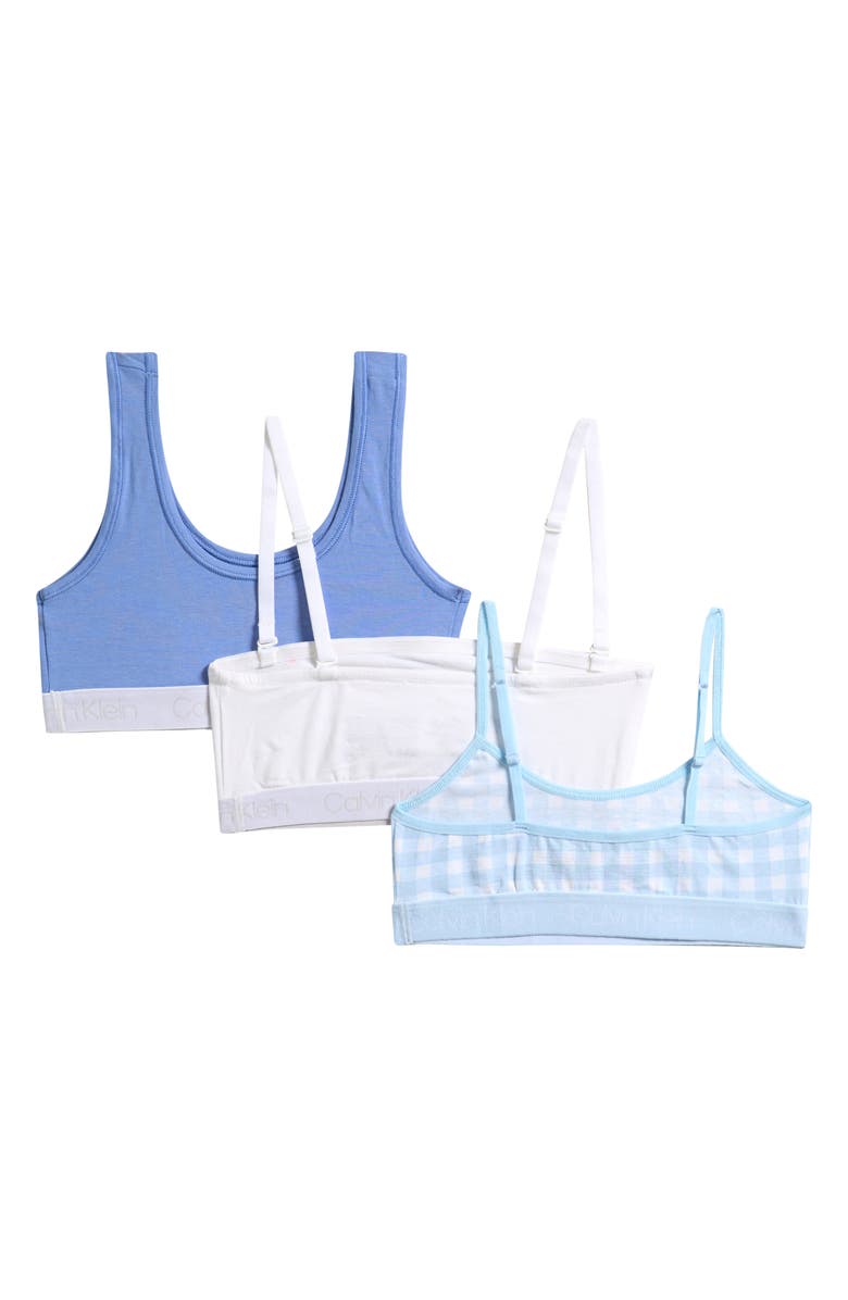 Calvin Klein Kids' Assorted 3-Pack Stretch Cotton Bralettes, Alternate, color, Blue/ Empry/ White