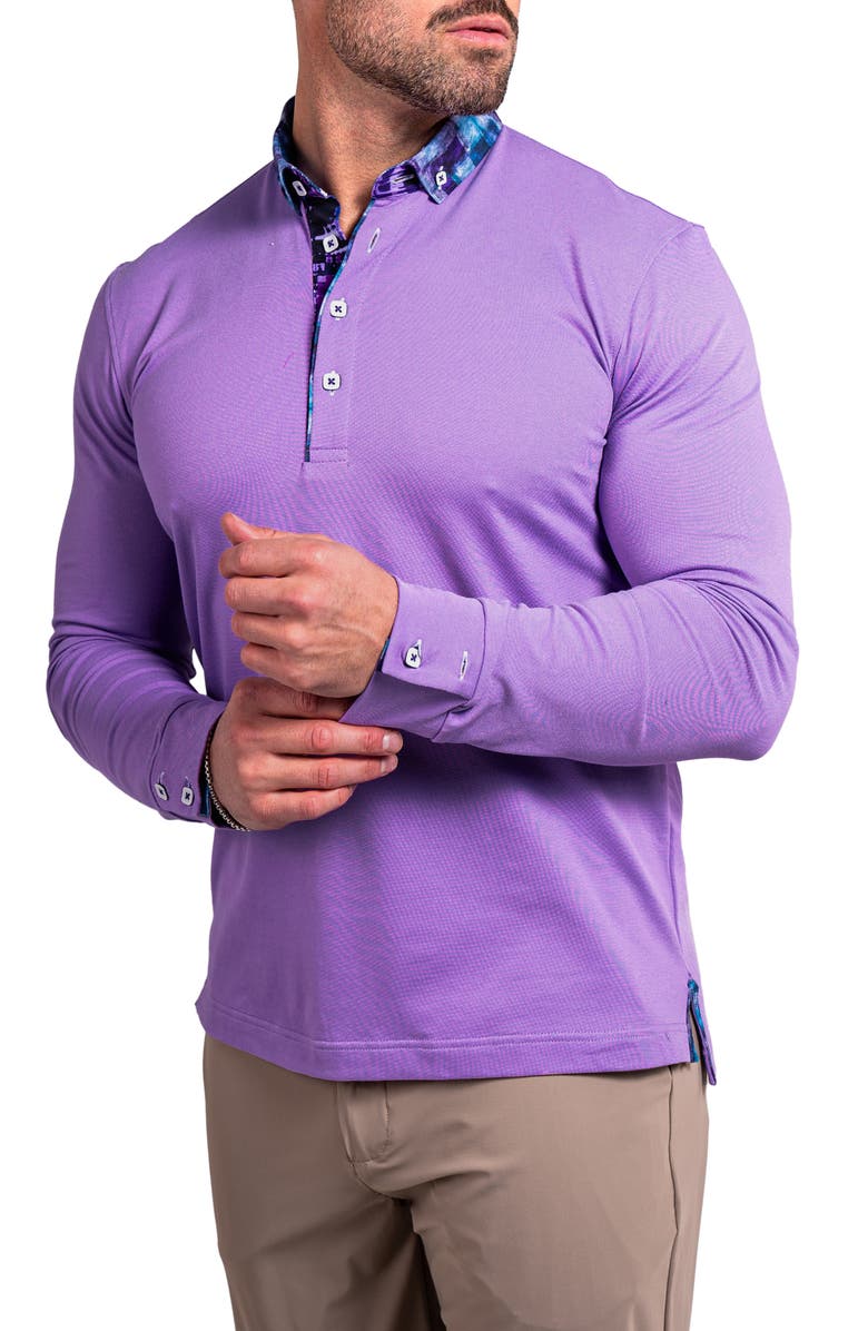 Maceoo Newton Ascension0007 Purple Long Sleeve Button-Down Polo, Alternate, color, Purple