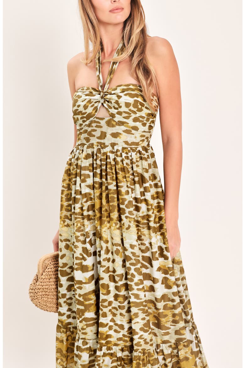Halter Neck Maxi Dress, Alternate, color, LEOPARD