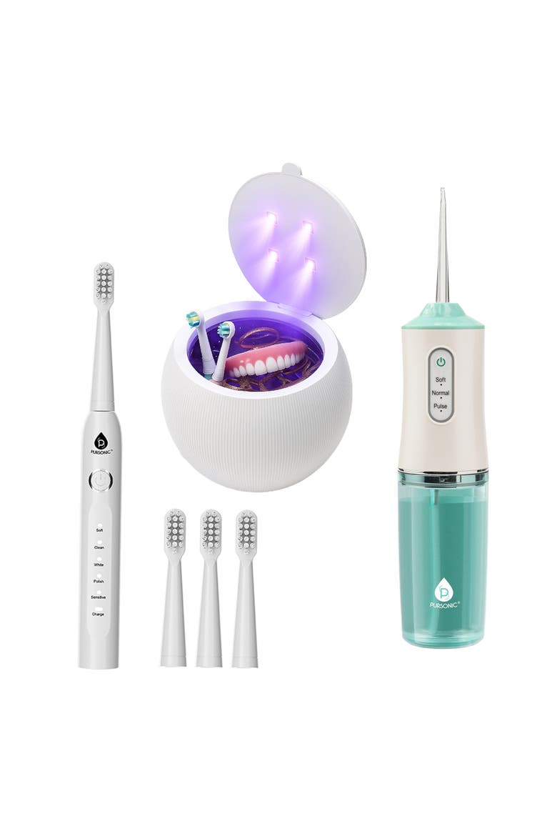 UV Cleaner, Water Flosser & USB Sonic Toothbrush, Main, color, White