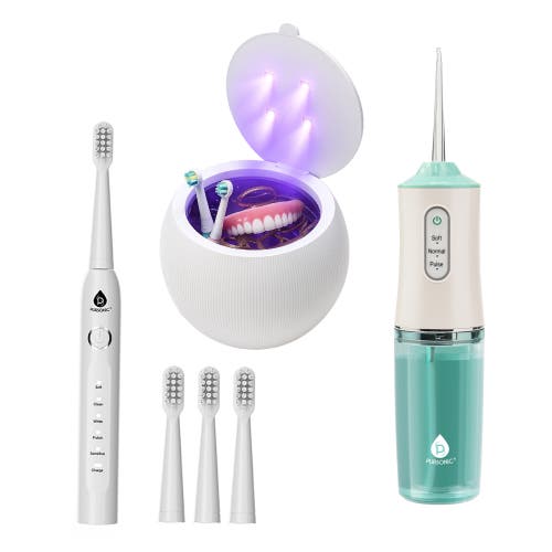 Pursonic Complete Oral Care & Hygiene Bundle Ultrasonic Cleaner Pod, Oral Irrigator, & Usb Sonic Too In White