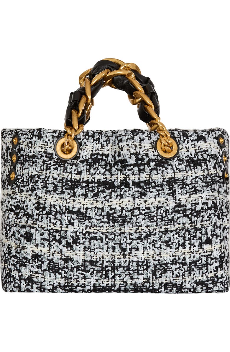Balmain Small 1945 Soft tweed tote bag, Alternate, color, Black