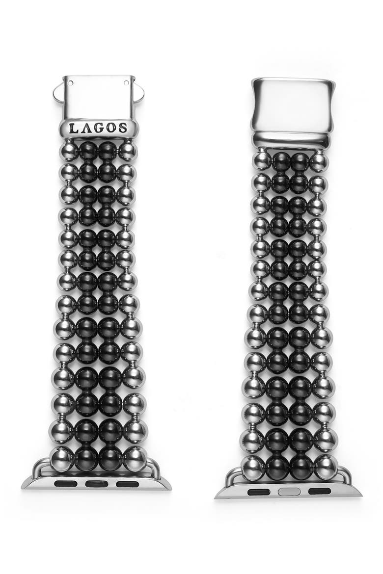 Smart Caviar Infinite Black Ceramic Apple Watch® Watchband, Main, color, BLACK/ SILVER