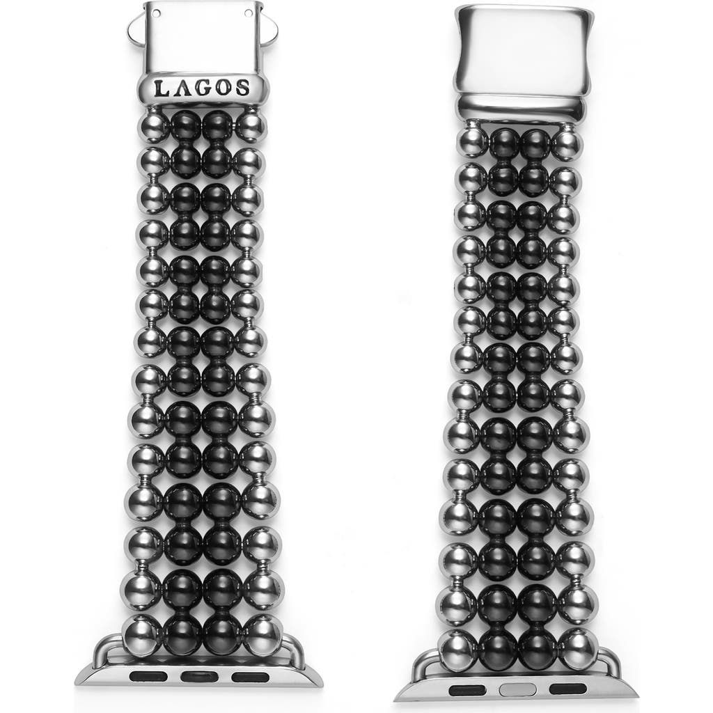 Lagos Smart Caviar Infinite Black Ceramic Apple Watch® Watchband In Black/silver