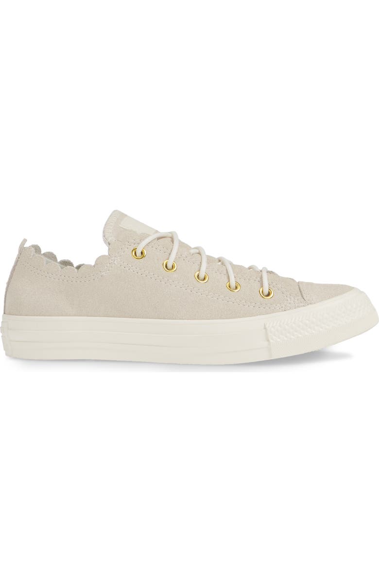 Converse Chuck Taylor<sup>®</sup> All Star<sup>®</sup> Scallop Low Top Leather Sneaker, Alternate, color,