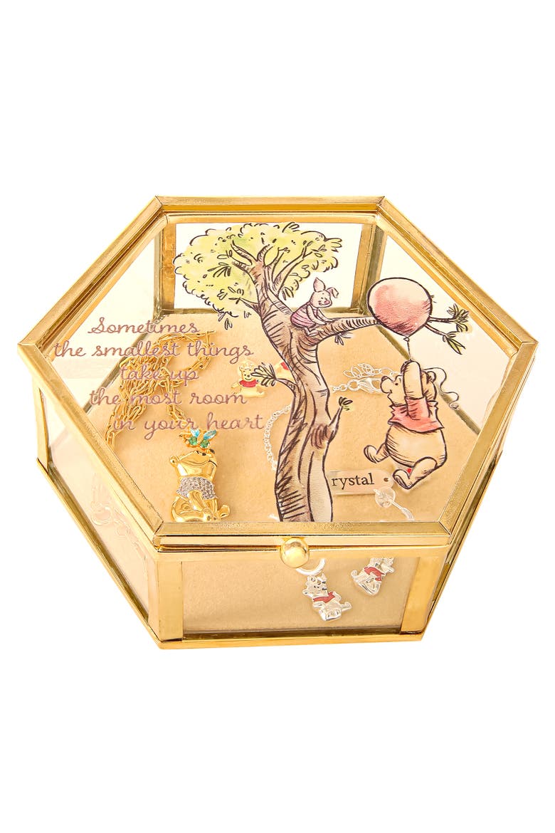 Cute Glass Jewelry Box, Main, color, Gold