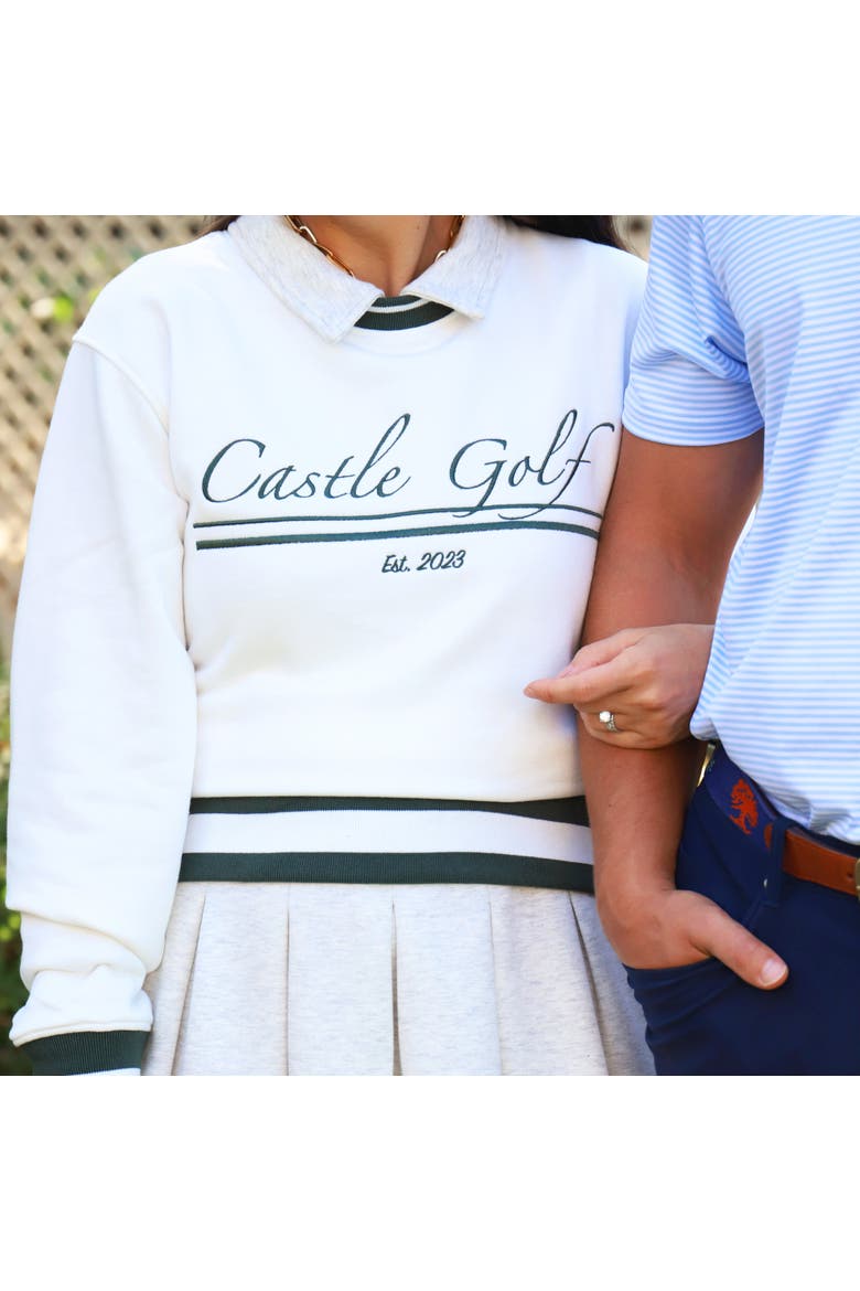 Embroidered Crewneck Sweatshirt, Alternate, color, White/Green