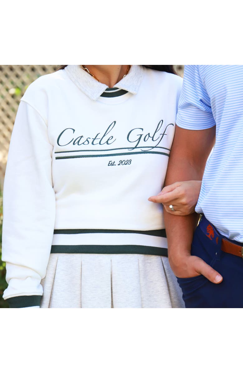 Castle Golf Embroidered Crewneck Sweatshirt, Alternate, color, White/Green