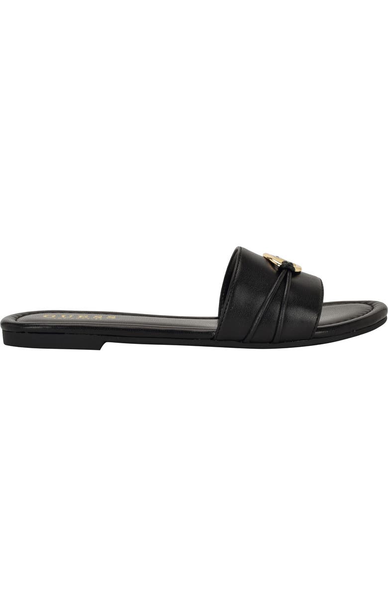 GUESS <p>Flynzy Faux Leather Slide Sandal (Women)</p>, Alternate, color, Black