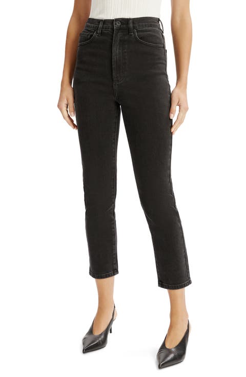 Heidi Straight Leg II Crop Jeans (Washed Black)