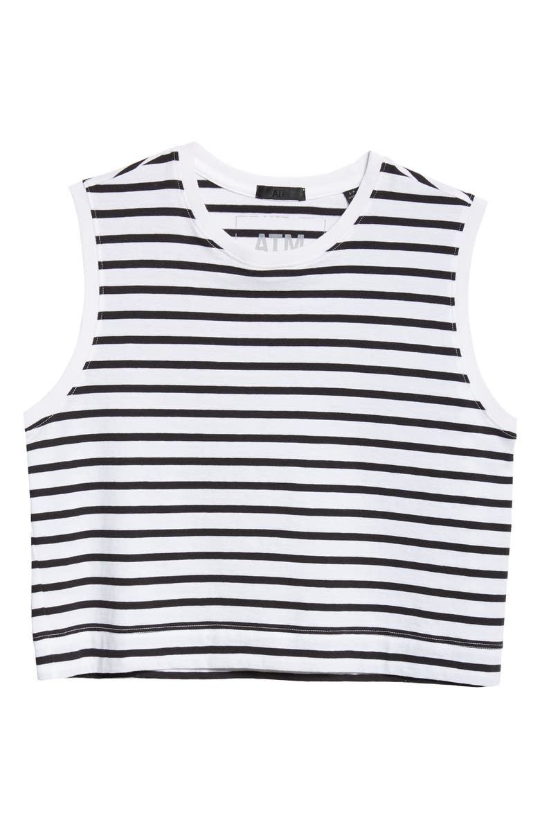 ATM Anthony Thomas Melillo Classic Jersey Stripe Crop Cotton Tank Top, Alternate, color, 