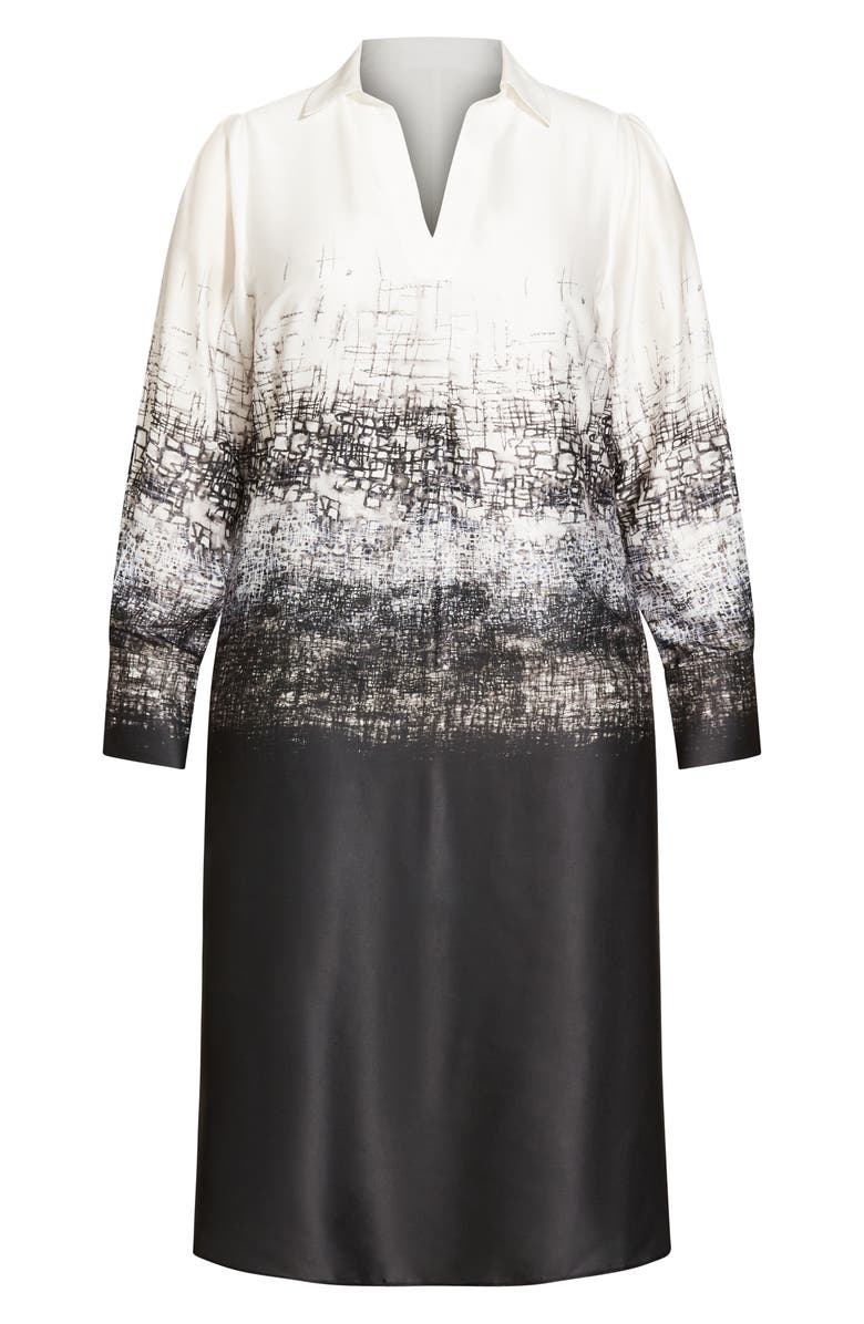 City Chic Caroline Gradient Print Long Sleeve Shirtdress, Alternate, color,