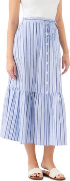 Karen Kane Stripe Tiered Cotton Skirt