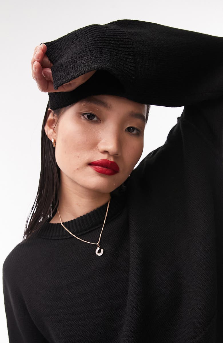 Topshop Notch Hem Crop Sweater, Alternate, color, 