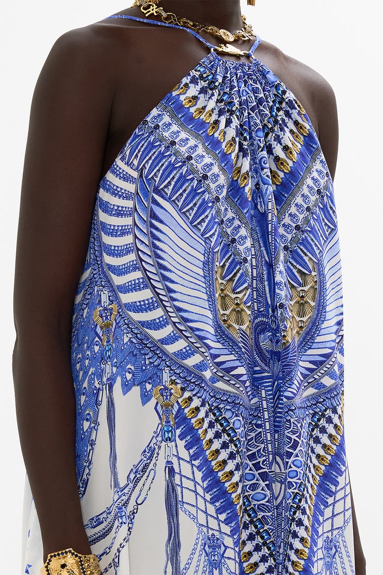 GATHER NECK HARDWARE MAXI DRESS DANCING WITH DAYLIGHT, Alternate, color, DANCING WITH DAYLIGHT