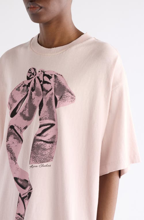 Acne Studios Crew Neck Graphic Print Oversized T-shirt In Pink