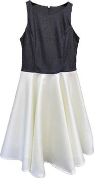 Un Deux Trois Glitter and Satin Racerback Dress in Longer Length