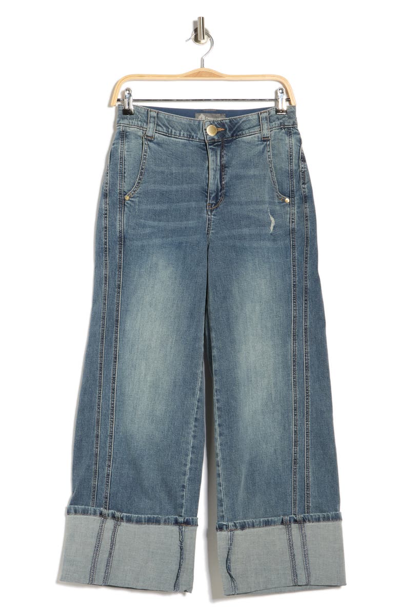 Democracy High Waist Cuffed Wide Leg Jeans, Main, color, Mid Blue Artisanal