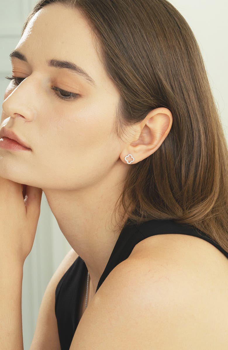 Bearfruit Jewelry Sterling Silver 18k Gold Plated Aria Clover Stud Earrings Minimal Trendy, Alternate, color, Silver