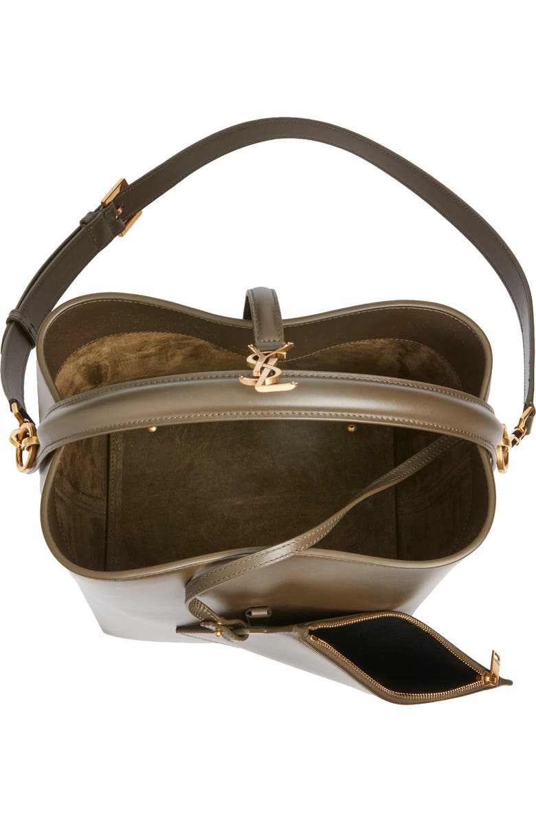 Saint Laurent Le 37 Leather Bucket Bag, Alternate, color, Deep Musk