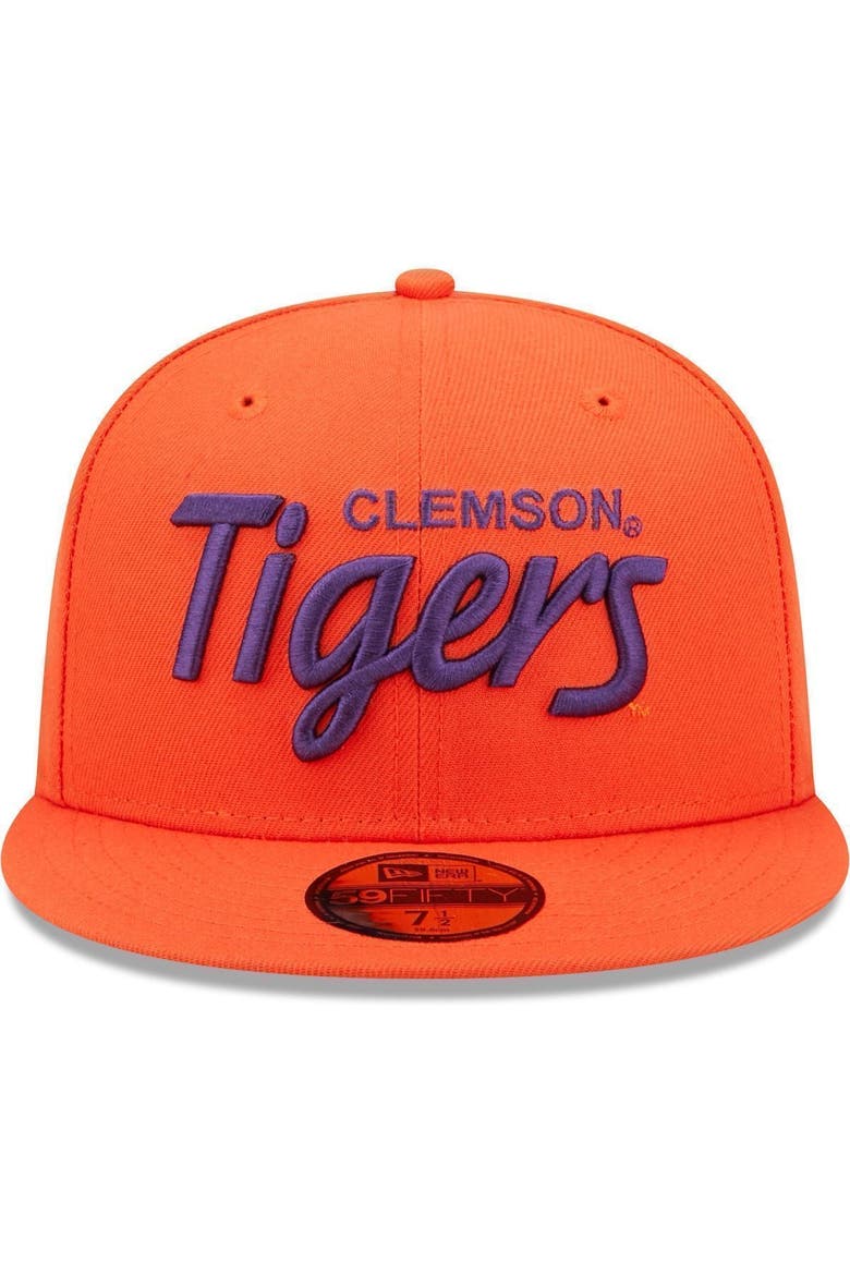 Men's New Era Orange Clemson Tigers Script Original 59FIFTY Fitted Hat, Alternate, color, Orange
