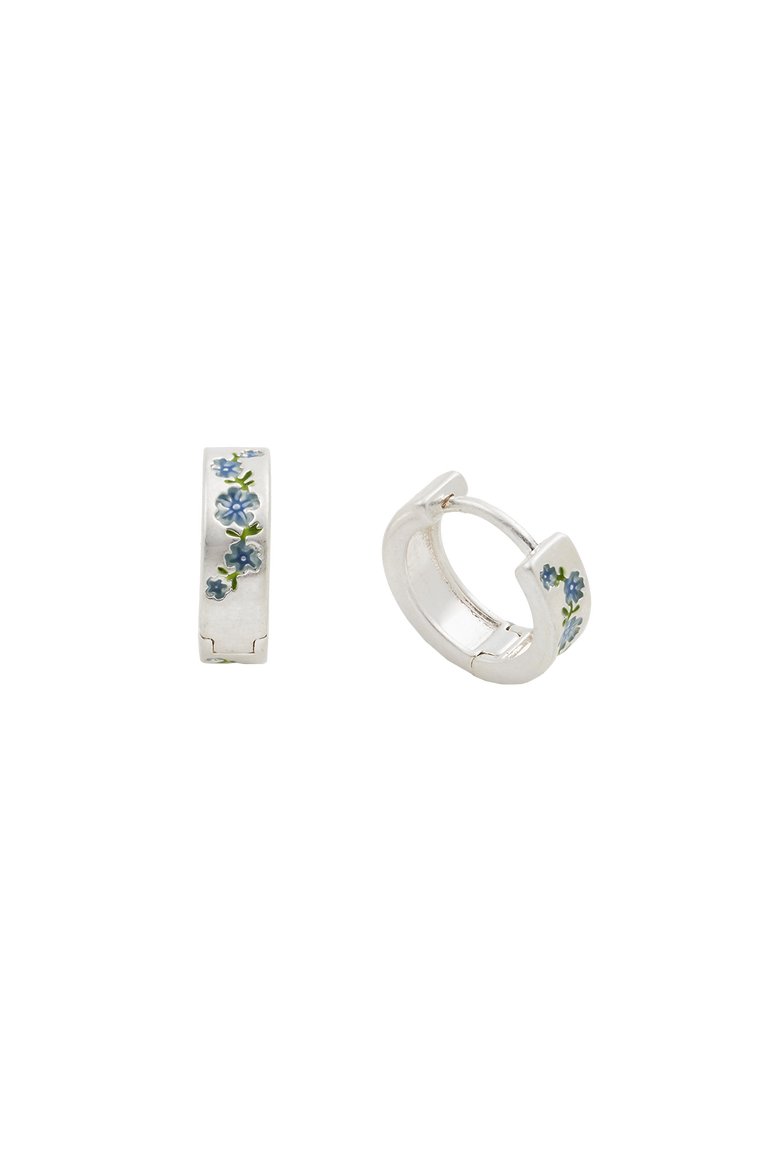 Forget-Me-Not Mini Hoop Earrings Silver, Alternate, color, Blue & Silver