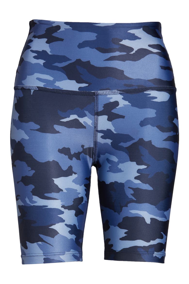 Lux Camo High Waist Biker Shorts, Alternate, color, BLUE CAMO