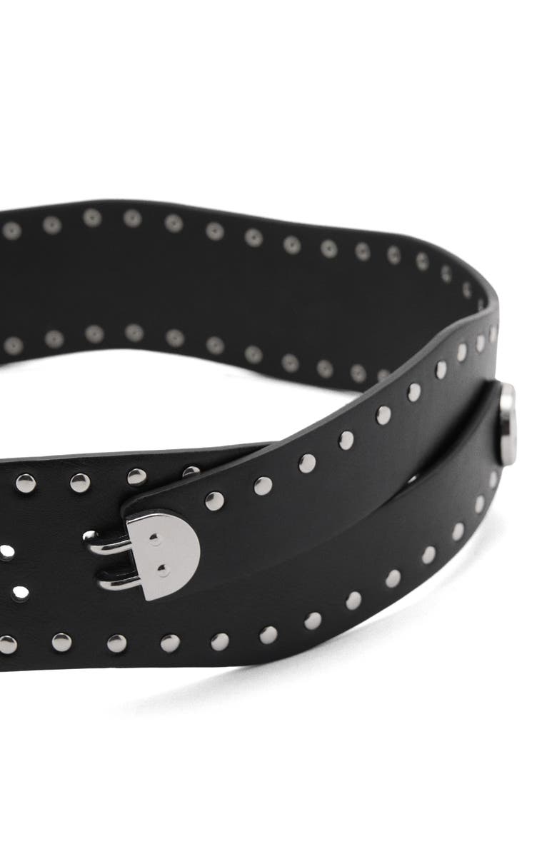 MANGO Asymmetric Studded Faux Leather Belt, Alternate, color,