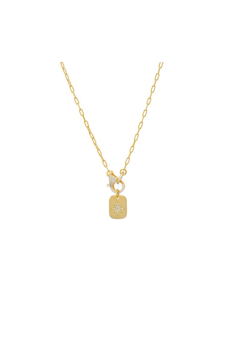 BY ADINA EDEN Pave Starburst Dog Tag Toggle Necklace, Main, color, 