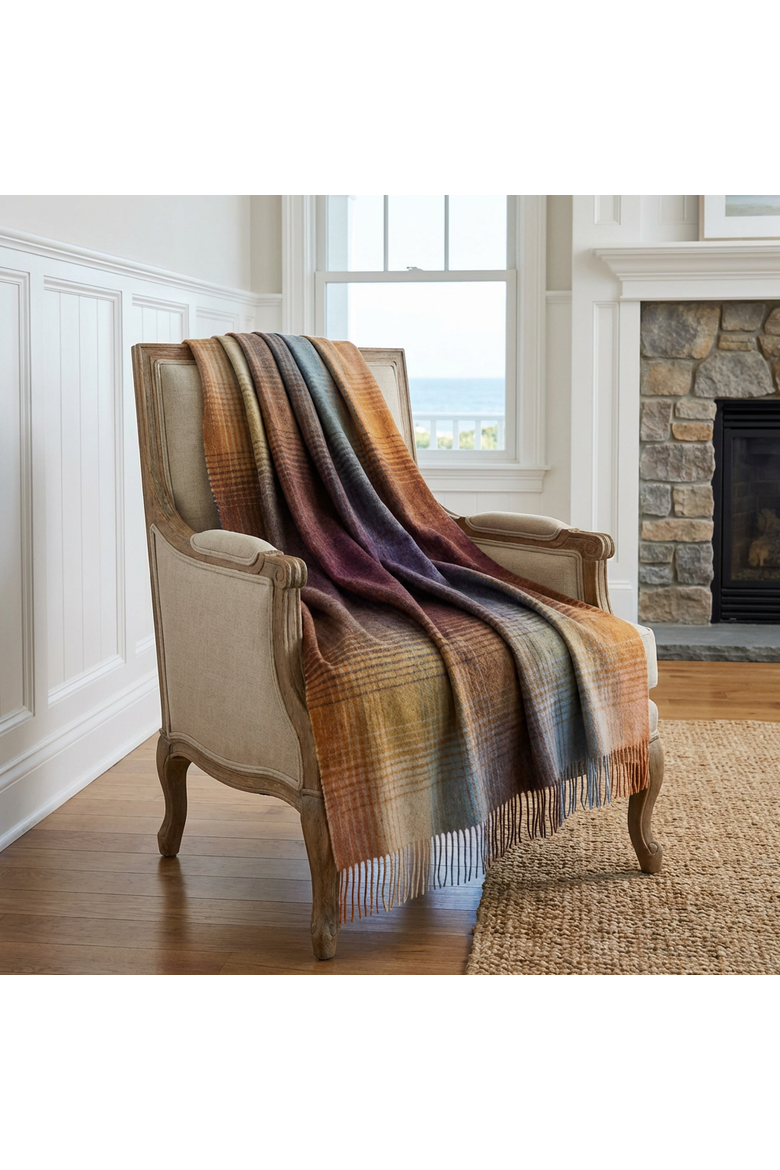 Highland Tweeds Shetland Lambswool Ombre Throw, Alternate, color, Burgundy