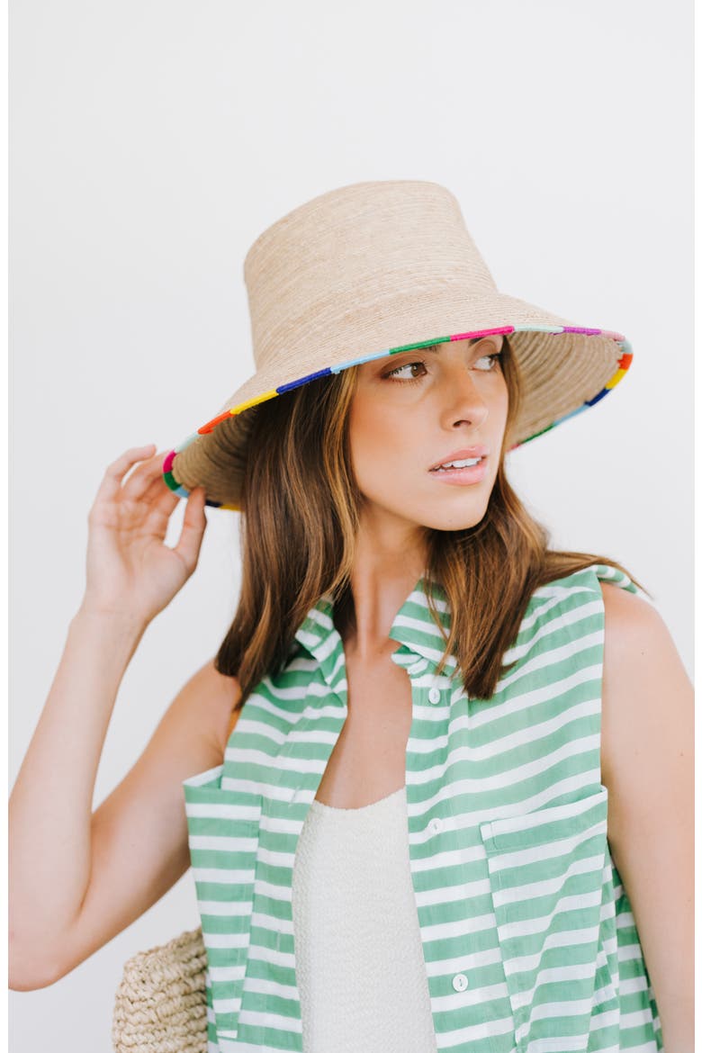 Erica Palm Bucket Hat, Alternate, color, BEIGE MULTI