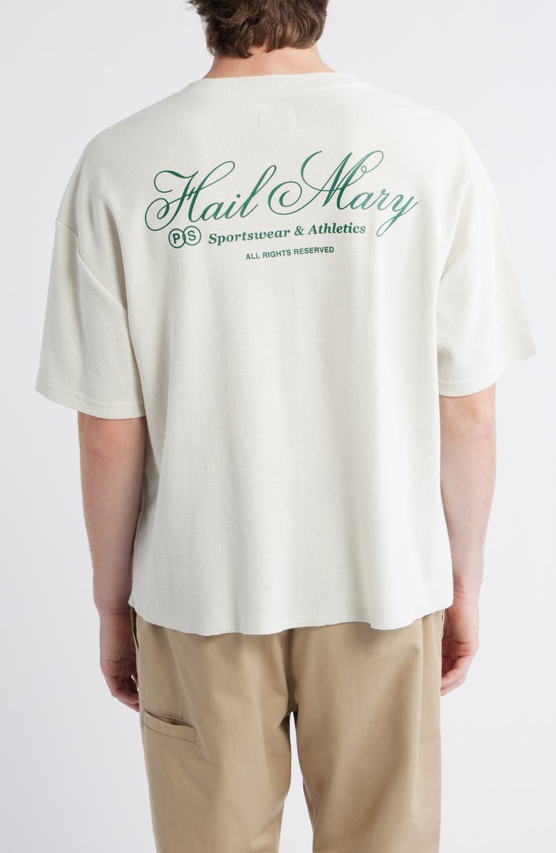 PacSun Hail Mary Graphic Print Waffle T-Shirt, Alternate, color, White