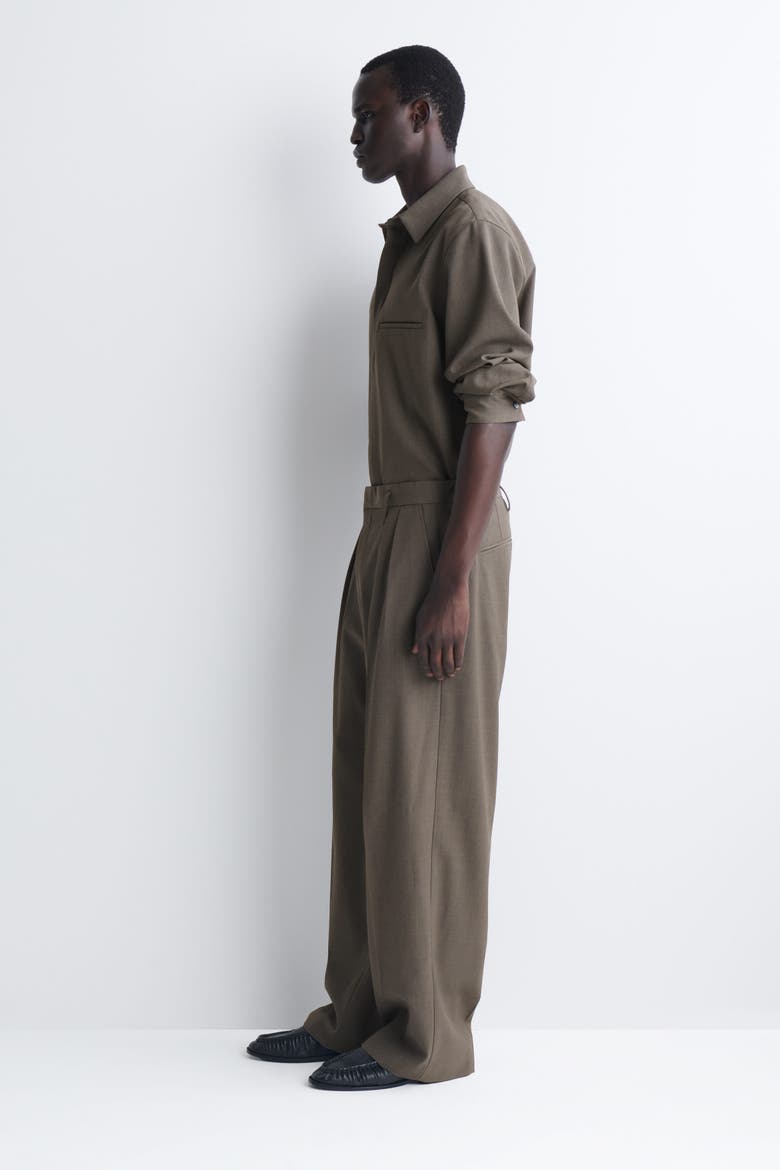 Wool-blend Relaxed-fit Wide-leg Pants, Alternate, color, BROWN