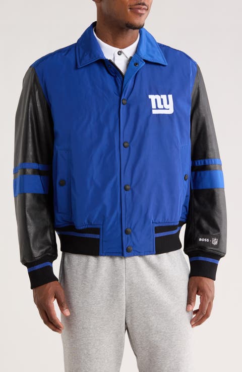 NFL New York Giants Faux Leather Sleeve Varsity Jacket