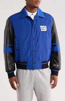 BOSS NFL New York Giants Faux Leather Sleeve Varsity Jacket