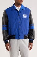 BOSS NFL New York Giants Faux Leather Sleeve Varsity Jacket